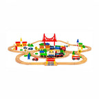 Wooden Train Set, 90 Pieces