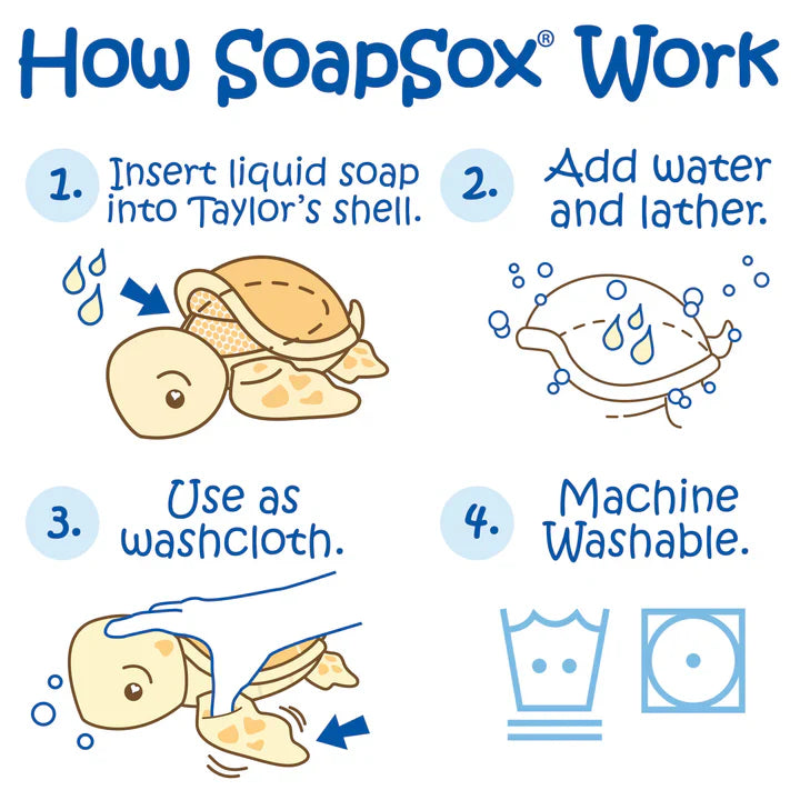 Éponge de bain Tortue SoapSox – compagnon de toilette doux avec compartiment à savon | 0 ans et plus