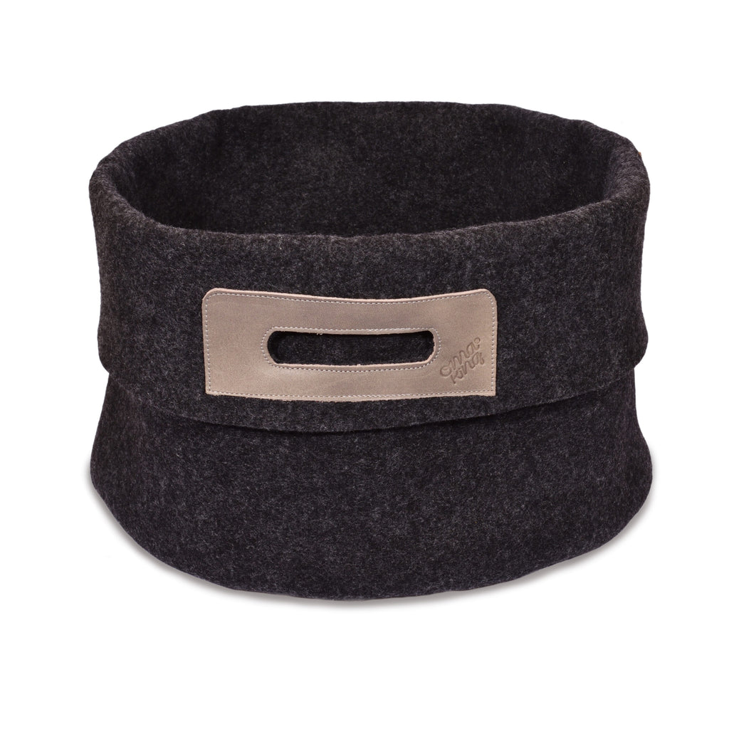 Wool Felt Omaking Basket - Dark Grey/Grey