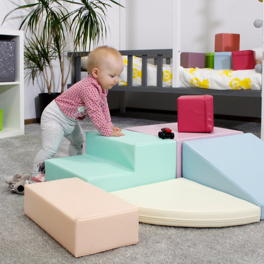Soft Play 5 Foam Block Set - Light Pastel Corner Climber