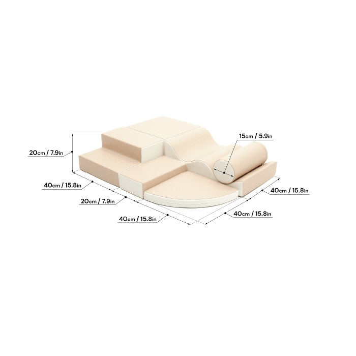 Soft Play 6 Foam Block Set - Beige Explorer