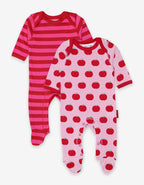 Baby-Strampler aus Bio-Baumwolle mit Apfel-Print und Streifen, 2er-Pack