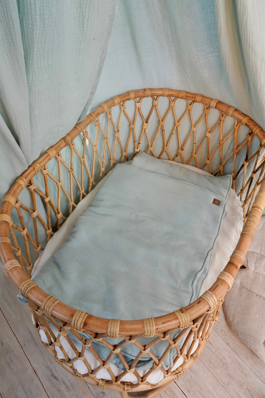 Muslin Baby Blanket + Pillow Set - Mint