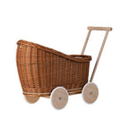 Natural Wicker Doll Pram Luna – Beige Bedding