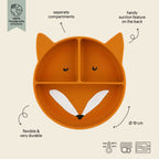 Silicone Divided Suction Plate for Kids - Mr. Fox