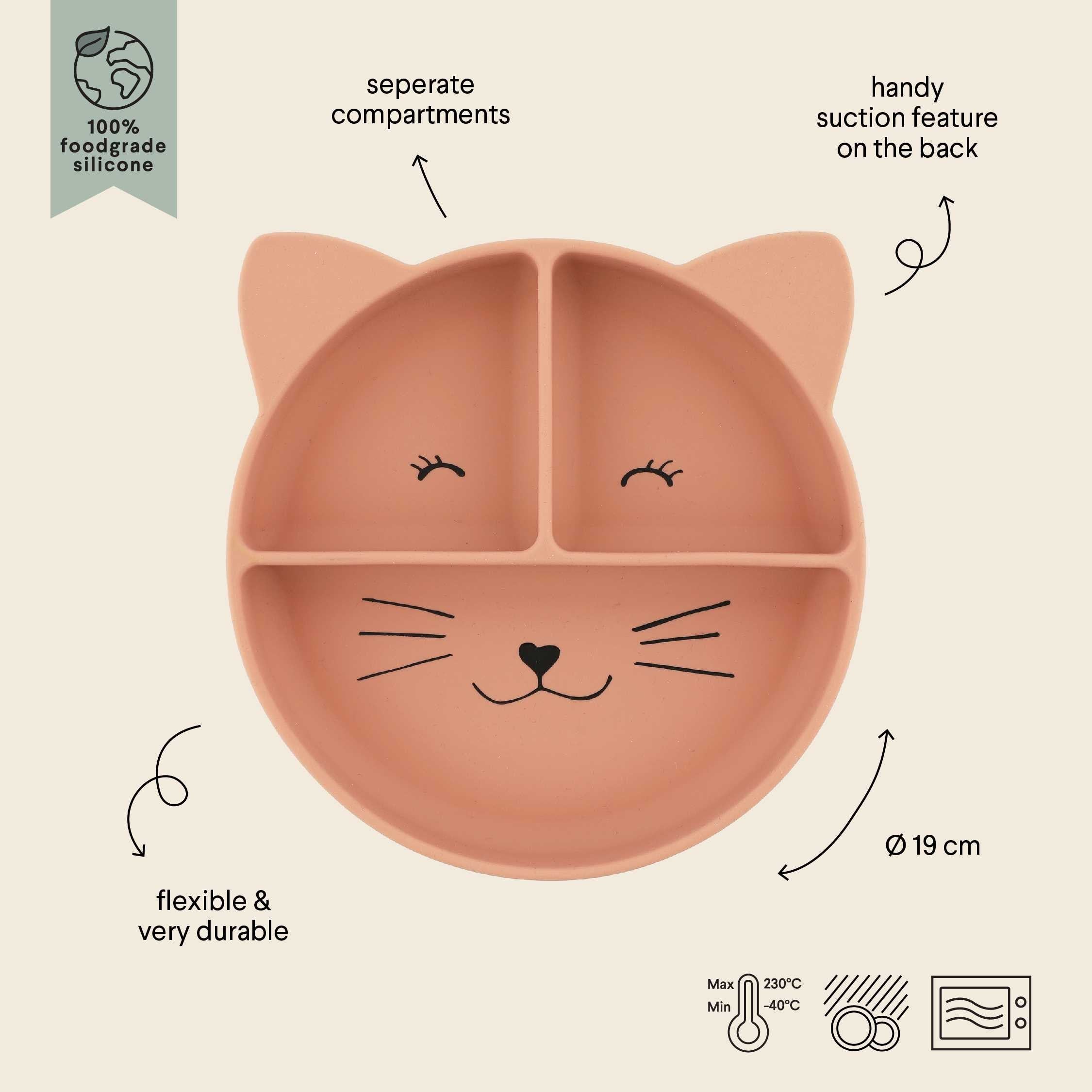 Silicone Divided Suction Plate for Kids - Mrs. Cat