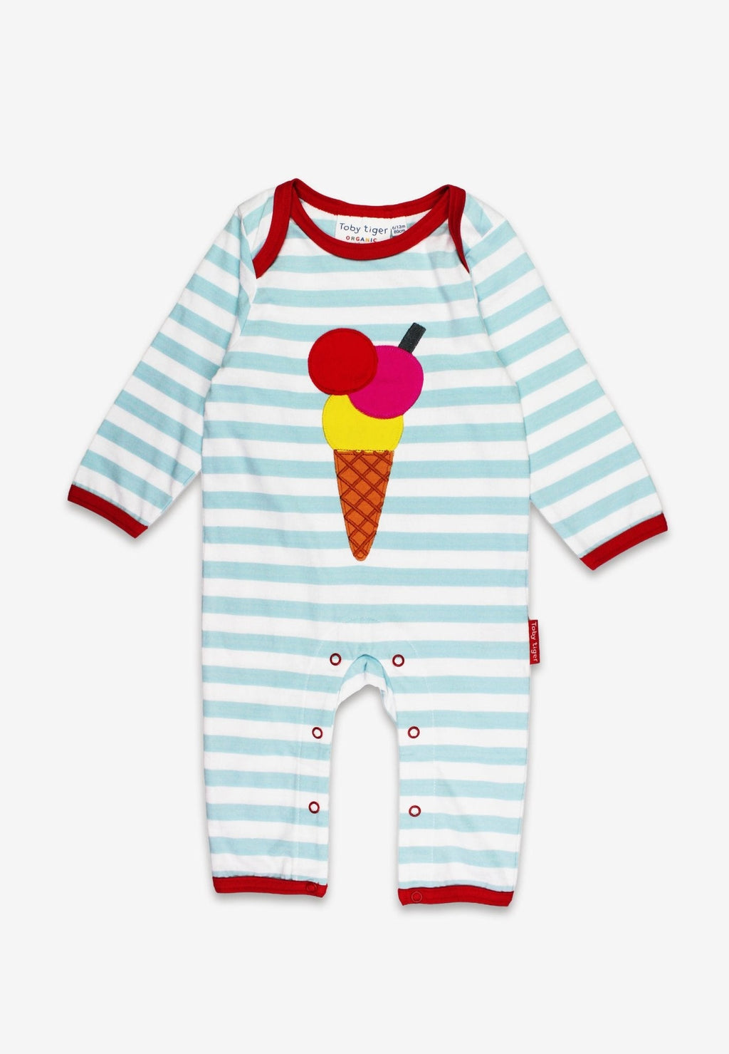 Barboteuse bébé en coton biologique avec appliqué cornet de glace