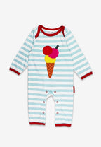 Barboteuse bébé en coton biologique avec appliqué cornet de glace