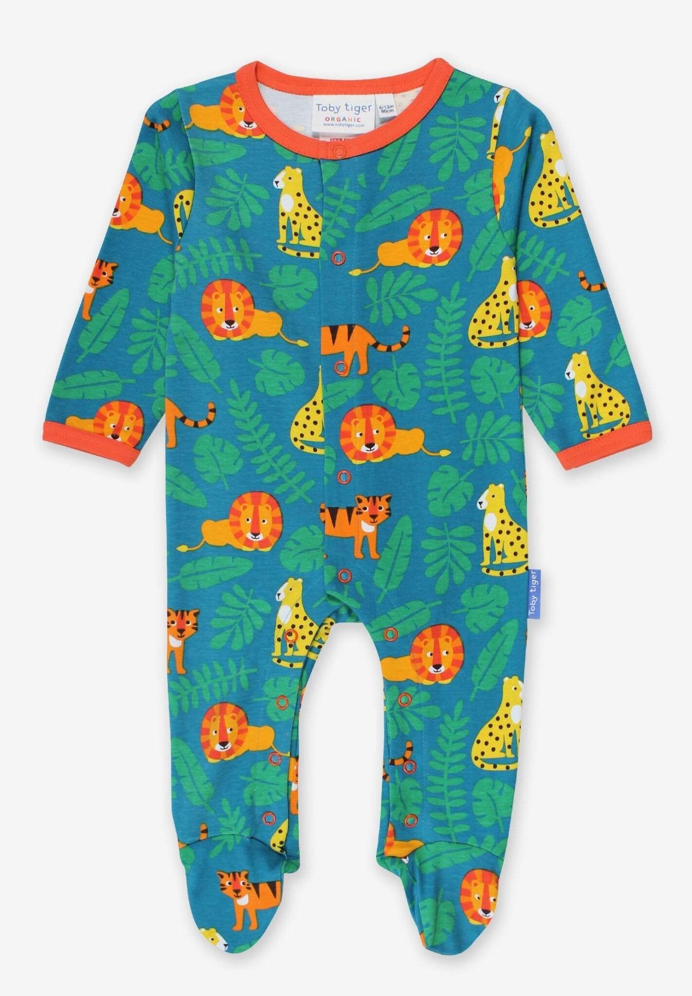 Body bébé en coton bio avec pieds et imprimé gros chat