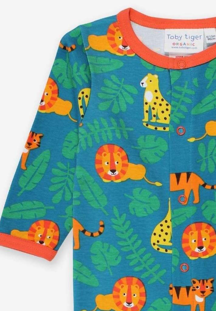 Body bébé en coton bio avec pieds et imprimé gros chat