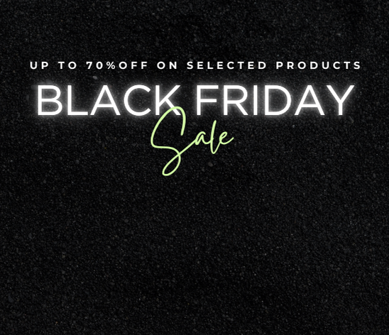 Black Friday sale banner with text on a black background