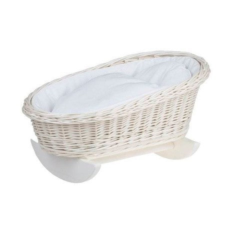 Wicker Rocking Cradle Mimi Light - White Bedding